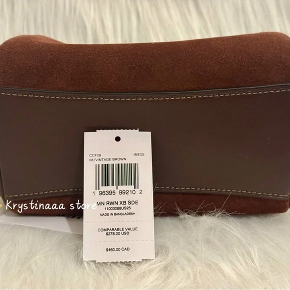 NWT Coach Mini Rowan Crossbody Bag CCF29 suede/Vintage Brown - Picture 15 of 16